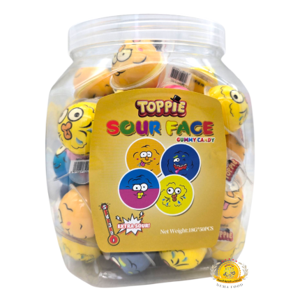 جيلاتين (3) Toppie Sour Face Gummy Candy 50×18gr